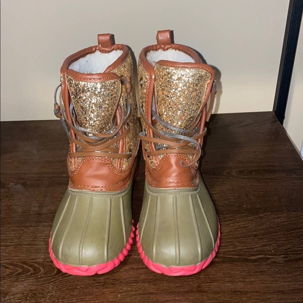 Olivia Miller Brown and Pink Rain & Snow Boots Waterproof Design